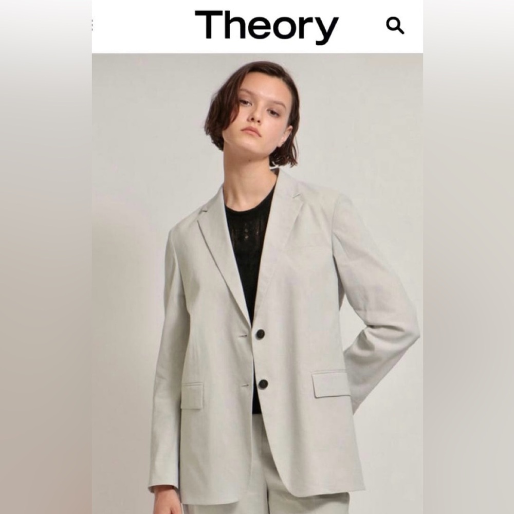 Theory 2-Button Boyfriend Jacket in Eco Crunch Wash in Cement Size 10 $475